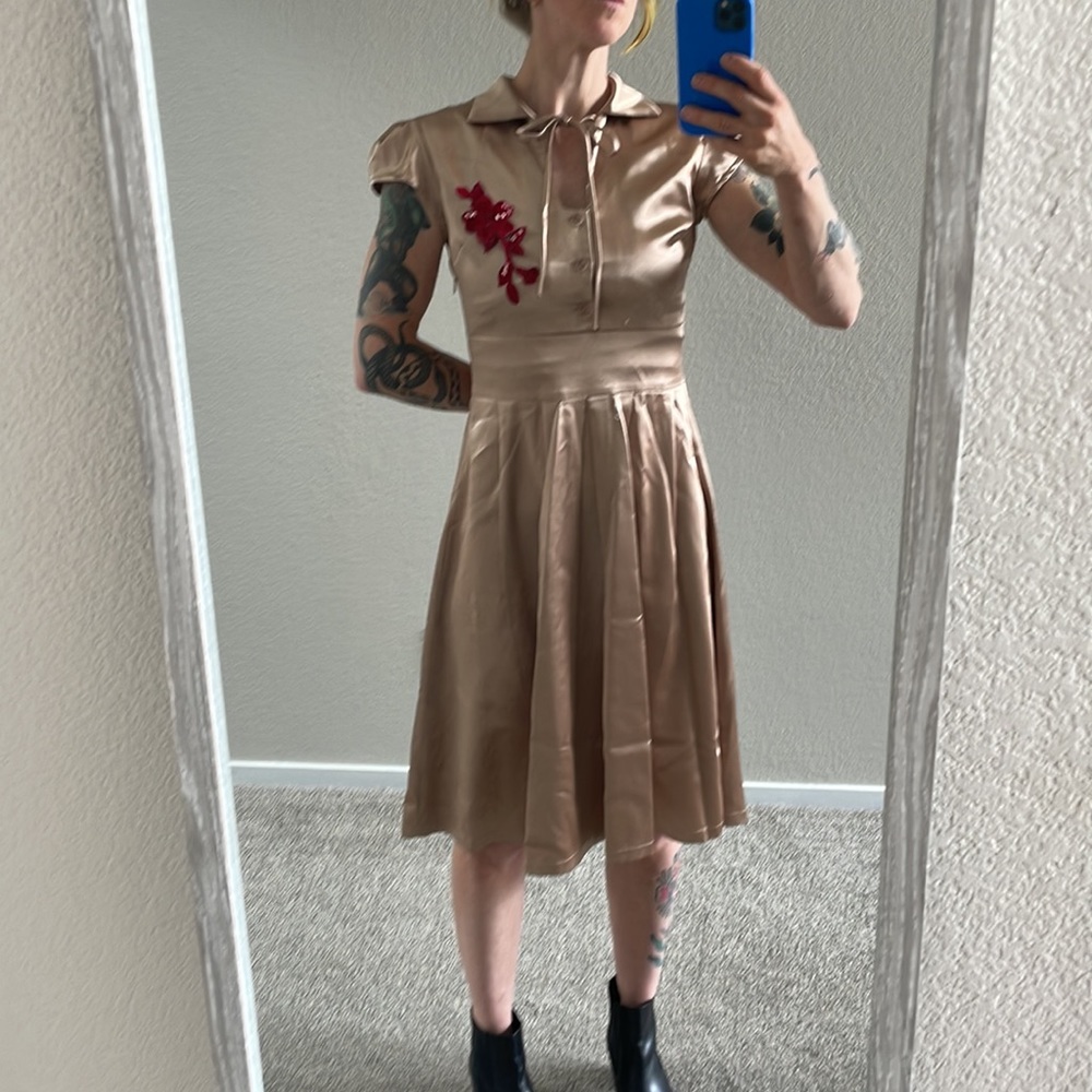E C Star small bronze silk dress